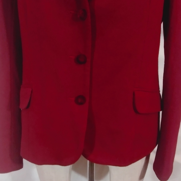 Chaus Vintage, Wool Blazer women jacket, burgundy red bttnUop, velour, collar,12 - Picture 7 of 14